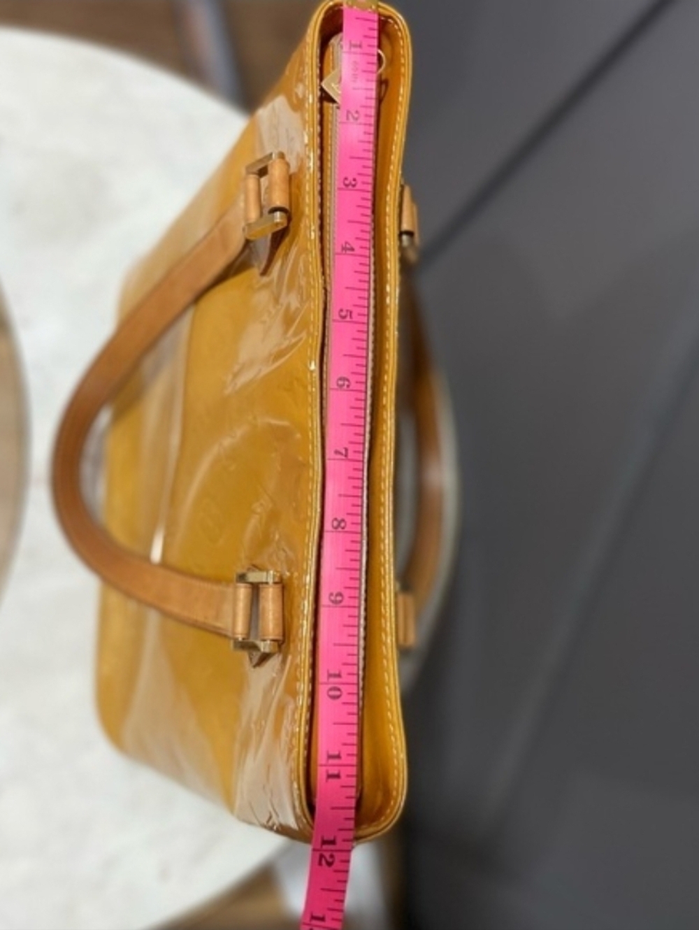 Authentic Louis Vuitton Yellow Monogram Vernis Houston Tote Bag - Picture 15 of 16
